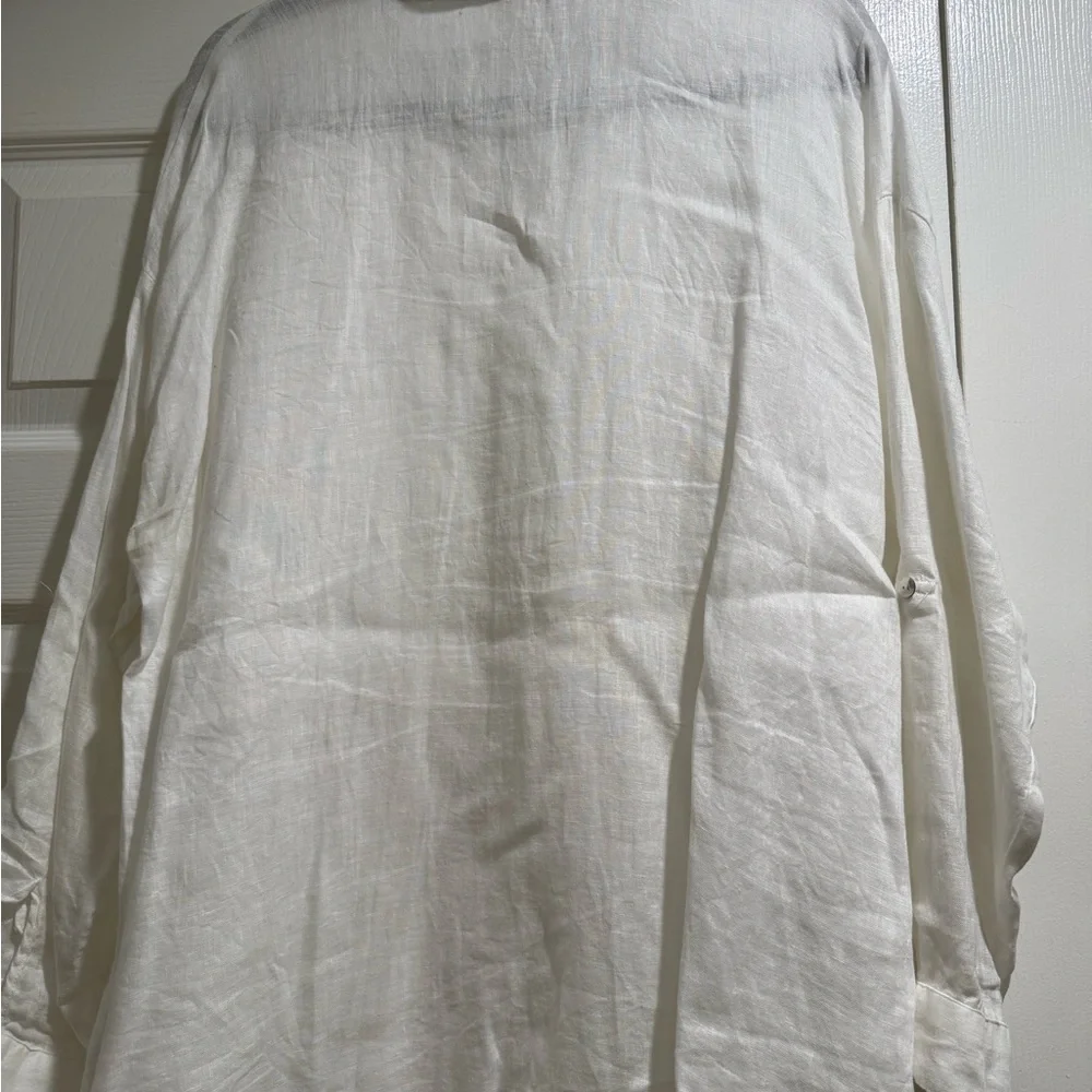 Classic White 100% Linen Women’s Shirt - Picture 3 of 4